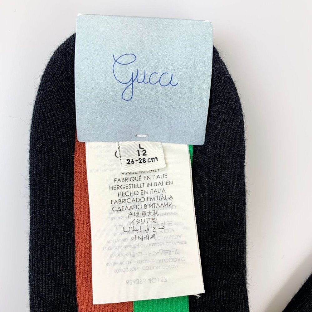 NWT Gucci Men's Fake/not Striped Knit Socks In Black Size L - Picture 8 of 10